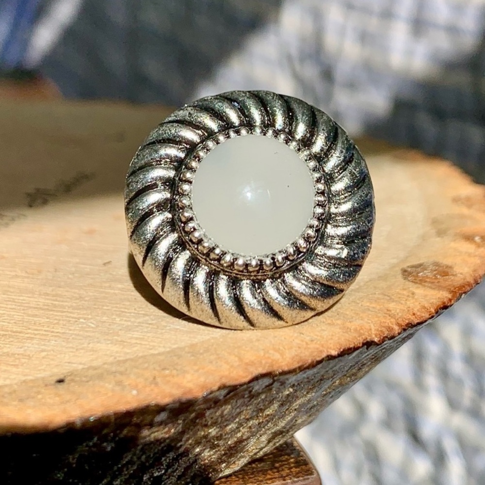 Unique Spiral Framing CZ Opal Adjustable Bohemian Chic Ring